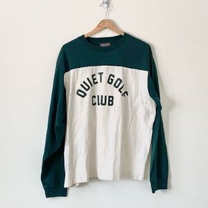 Quiet Gold Club Long Sleeve Tee - Dark Green and Cream